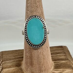 Solid 925 Sterling Silver Royston Turquoise Gemstone Ring Size 8 Adjustable